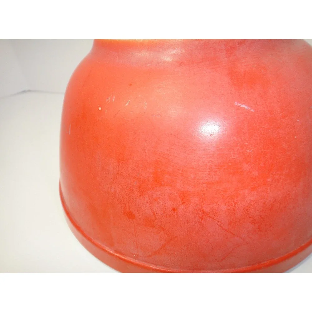 Vintage Pyrex Red Orange Milk Glass Mixing Bowl 7 Inch Round Retro Kitchenware